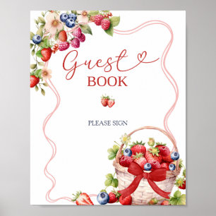 Coquette Berry In Love Guest Book Party Sign