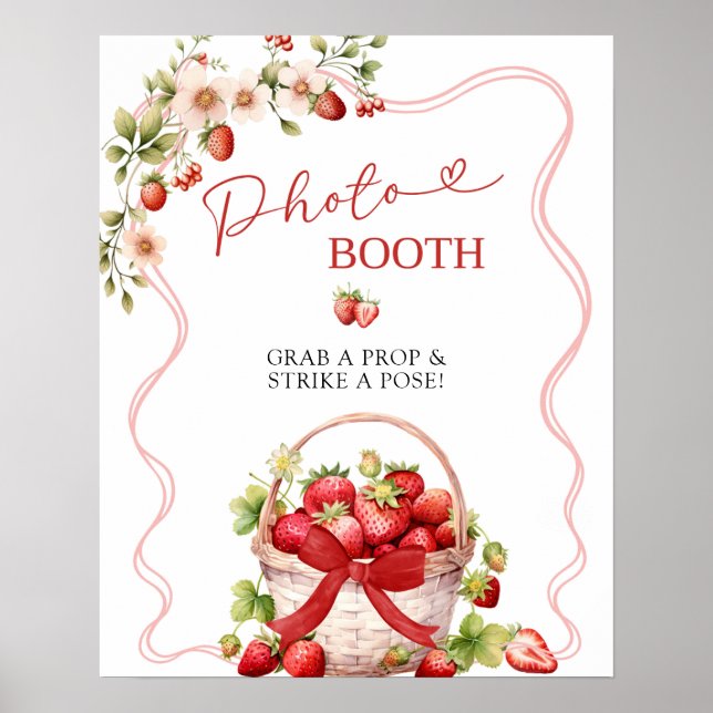 Coquette Berry In Love  PhotoBooth Party Sign (Front)