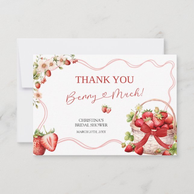 Coquette Berry In Love Shower Thank You Card (Front)