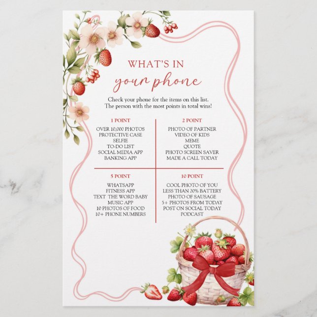 Coquette Berry in Love What's In Your Phone Game (Front)