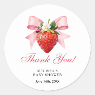 Coquette Berry Sweet Baby Shower Classic Round Sticker