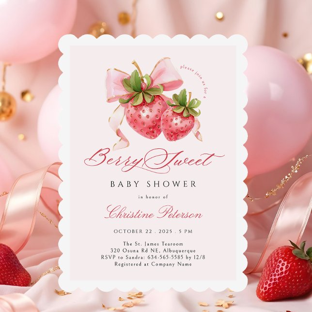 Coquette Berry Sweet Baby Shower Invitation (Creator Uploaded)