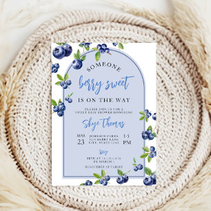 Coquette Berry Sweet blueberry Baby Shower Invitation