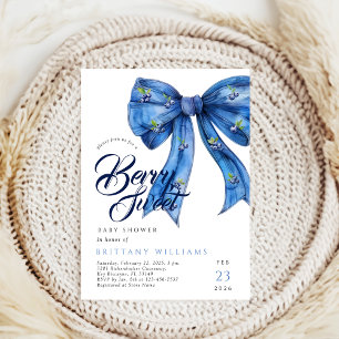 Coquette Berry Sweet blueberry Baby Shower Invitation