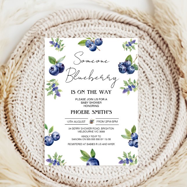 Coquette Berry Sweet blueberry Baby Shower Invitation (Creator Uploaded)