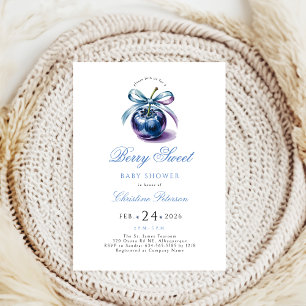 Coquette Berry Sweet blueberry Baby Shower Invitation