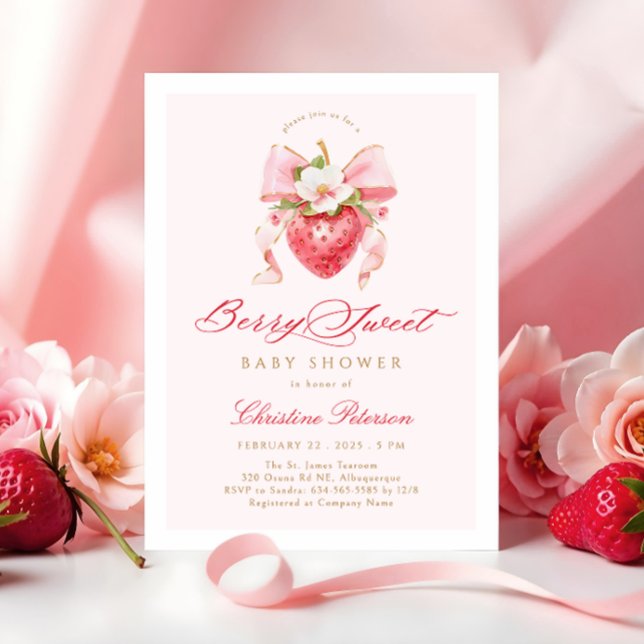 Coquette Berry Sweet Floral Baby Shower Invitation (Creator Uploaded)
