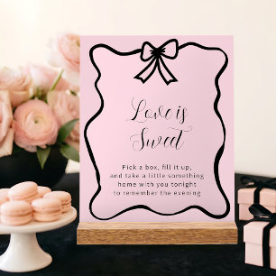Coquette Black Bow Blush Engagement Party Acrylic Sign