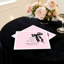 Coquette Black Bow Blush Pink Engagement Party
