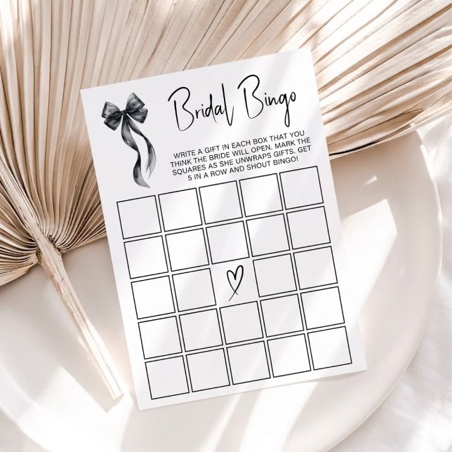 Coquette Black Bow Bridal Bingo Party Game (Creator Uploaded)