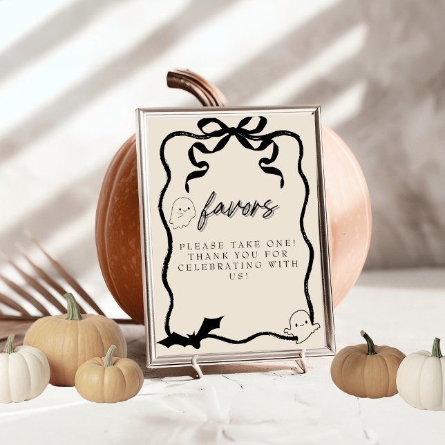 Coquette Black bow Favour sign Invitation (Coquette Black bow Favor sign )