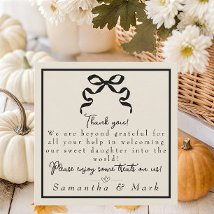 Coquette black bow Labour & Delivery NICU Hospital Thank You Card