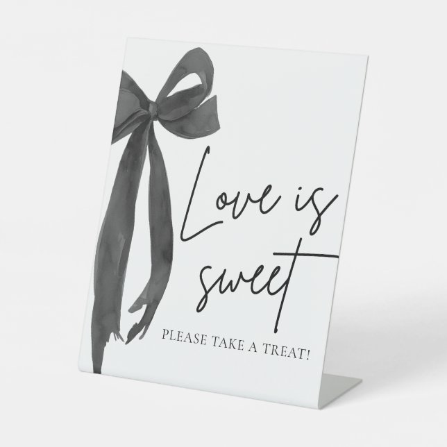 Coquette Black Bow Love is Sweet Treat Favour Sign (Front)