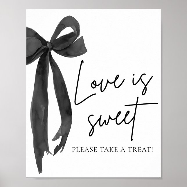 Coquette Black Bow Love is Sweet Treat Favour Sign (Front)