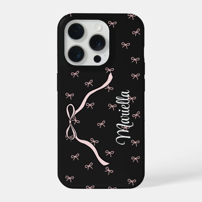 Coquette Black Bow Personalised Phone iPhone Case (Back)