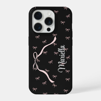 Coquette Black Bow Personalized Phone iPhone 15 Pro Case