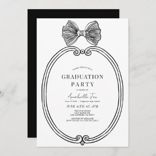 Coquette Black Bow/Ribbon Frame Graduation Party Invitation