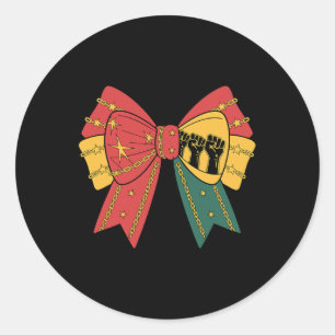 Coquette Black History Month African American Bow Classic Round Sticker