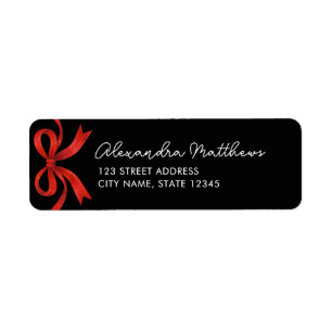 Coquette Black Red Bow Christmas Return Address