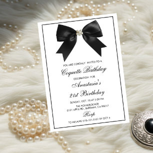 Coquette Black Ribbon,Coquette Party Birthday  Invitation