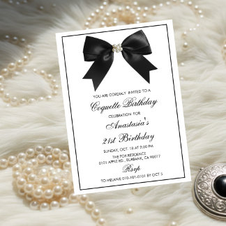 Coquette Black Ribbon,Coquette Party Birthday Invitation