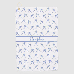 Coquette Blue and White Bows Golf Towel