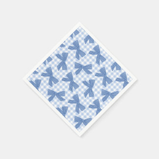 Coquette blue gingham and bows napkin