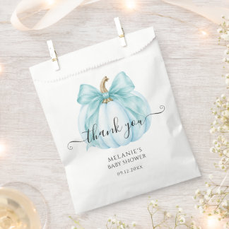 Coquette Blue Little Pumpkin Baby Shower Thank You Favour Bags