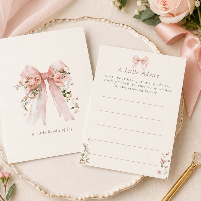 Coquette Blush Bow Baby Shower Advice Cards (Coquette Blush Bow Baby Shower Advice Cards)