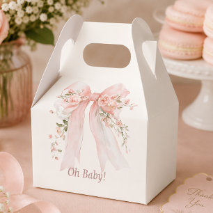 Coquette Blush Bow Baby Shower Favour Box