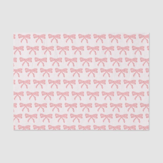 Coquette blush pink and red striped bows tissue paper (Front)