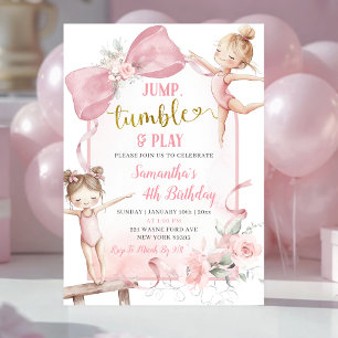 Coquette Blush Pink Floral Bow Birthday  Invitation