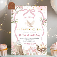 coquette blush pink Spring bird birthday 
