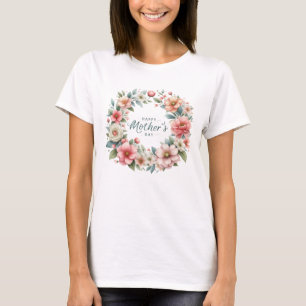 Coquette blush spring flowers wreath Mother's Day T-Shirt