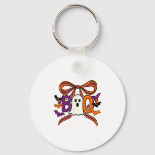 Coquette Boo Ghost Bow Cute Spooky Funny Halloween Key Ring