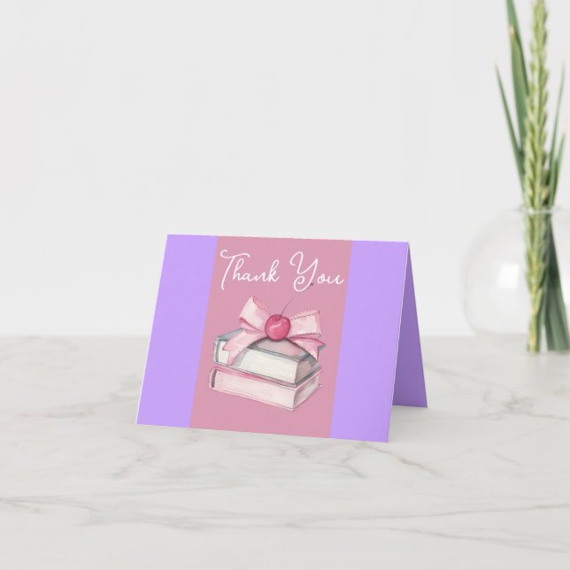 Coquette Book Lovers Pretty Custom  Thank You Card (Front)