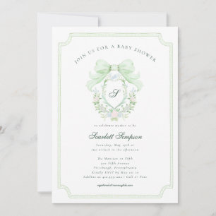 Coquette Botanical Crest Elegant Shower Invitatio Invitation