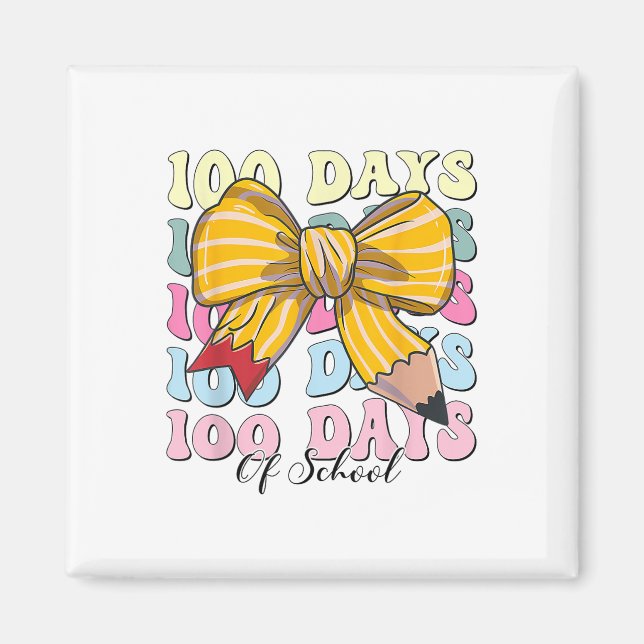 Coquette Bow 100 Days Of School Student Teacher 1 Magnet (Front)
