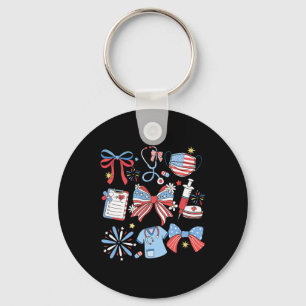 Coquette Bow 4th July Nurse Icu Nurse Crna Surgica Key Ring