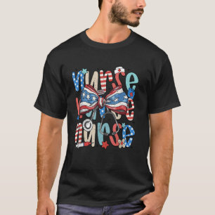 Coquette Bow 4th July Nurse ICU Nurse CRNA Surgica T-Shirt