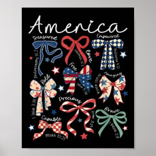 Coquette Bow 4th Of July Christian Jesus Independe Poster