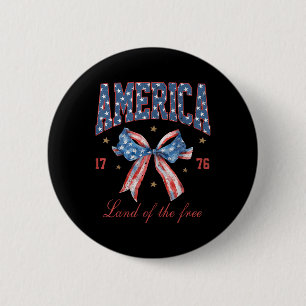 Coquette Bow 4th Of July Girly America Patriotic W 6 Cm Round Badge