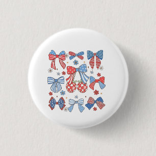 Coquette Bow 4th Of July USA American Patriotic 3 Cm Round Badge