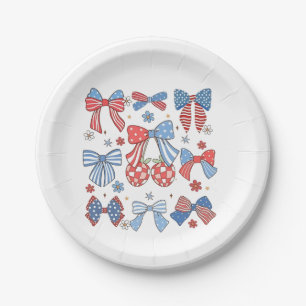 Coquette Bow 4th Of July USA American Patriotic  Paper Plate