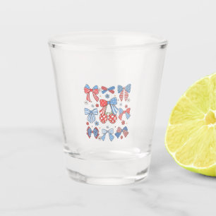 Coquette Bow 4th Of July USA American Patriotic Shot Glass
