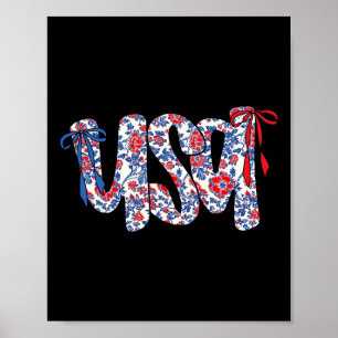 Coquette Bow 4th Of July Usa Floral Usa For Women Poster