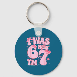 Coquette Bow 7th Birthday Girl I Was 6 Now I'm 7 Y Key Ring