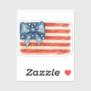 Coquette Bow American Flag Watercolor 4th of July
