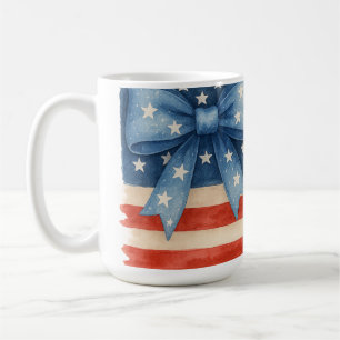 Coquette Bow American Flag Watercolor 4th of July Coffee Mug