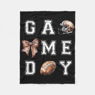 Coquette Bow American Footll Game Day Thanksgiving Fleece Blanket